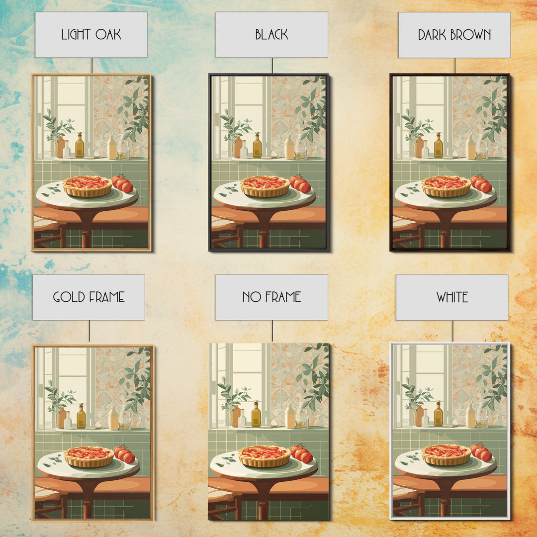 Retro Diner Pie Illustration Framed Canvas Print, Bakery Art, Modern Decor, Bakery Decor, Fine Art, Patisserie, Wall Decor, BAK-2x3-24