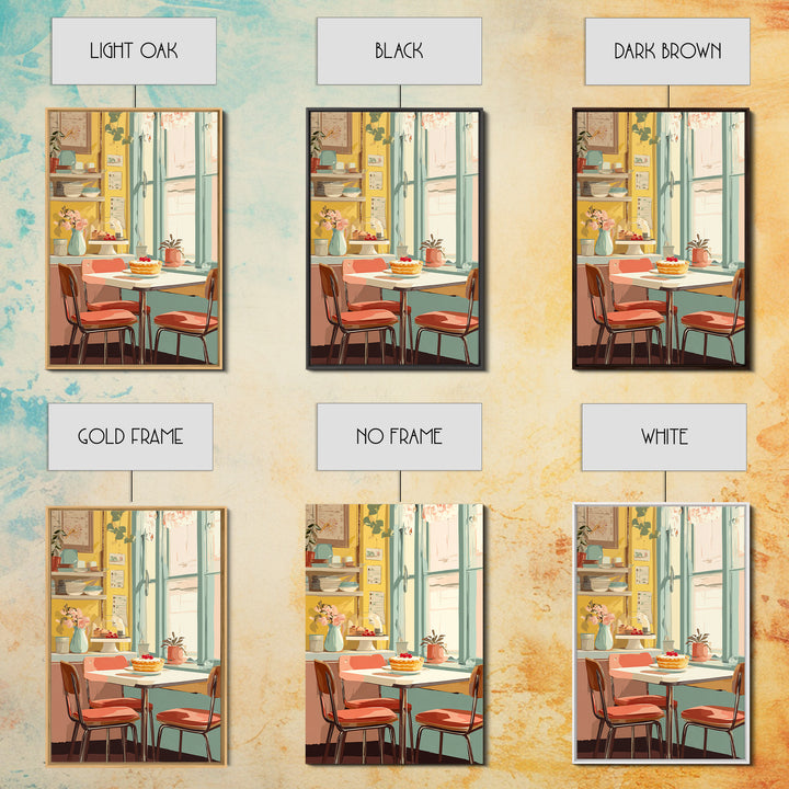 Retro Diner Pie Illustration Canvas Print, Bakery Art, Kitchen Wall Art, Bakery Decor, Oil Painting, Patisserie, BAK-2x3-72
