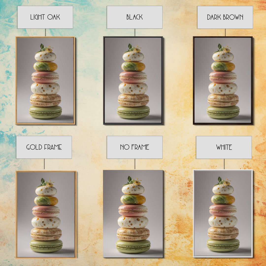 Single Perfect Macaron Tower Framed Canvas Print, Bakery Art, French Wall Art, Bakery Decor, Abstract Art, Patisserie, BAK-2x3-83