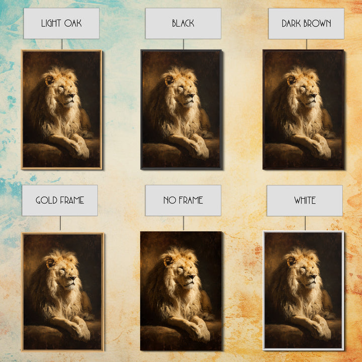Royal Lion Portrait Framed Canvas Print, Baroque Art, Textured Painting, Living Room Decor, Oil Painting, Ornate, Printable Art, BAO-2x3-97