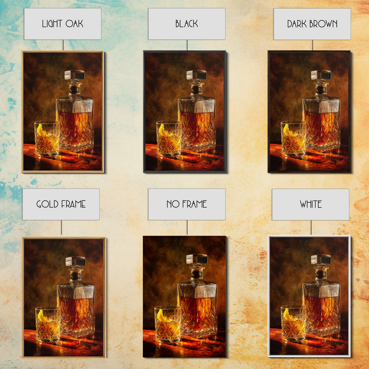 Whiskey Bottle and Cut Crystal Glass Canvas Print, Bar Art, Contemporary Art, Bar Decor, Fine Art, Apartment Decor, BAR-2x3-10