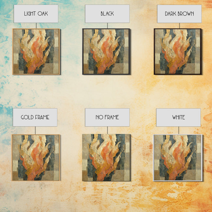 Moody Abstract Flames and Smoke Composition Framed Canvas Print, Basement Art, Rustic Wall Art, Living Room Decor, Abstract Art, BAS-1x1-24
