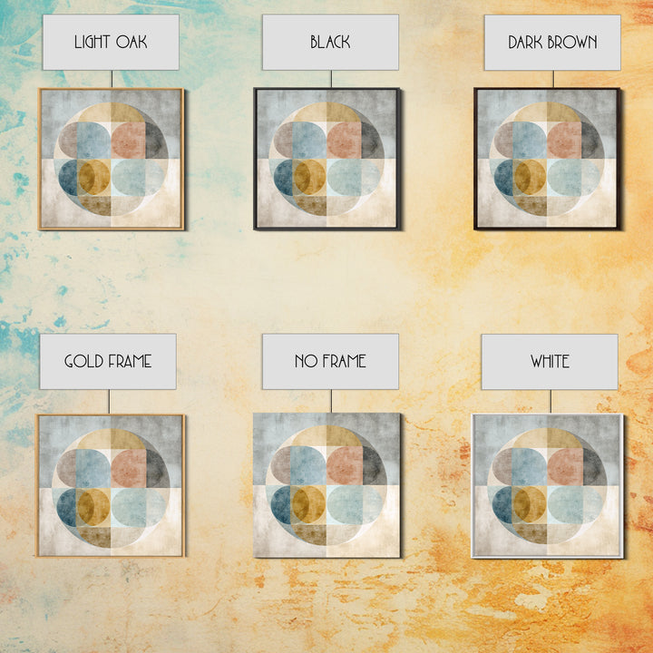 Dartboard Circular Color Composition Framed Canvas Print, Basement Art, Cocktail Prints, Living Room Decor, Abstract Art, BAS-1x1-42
