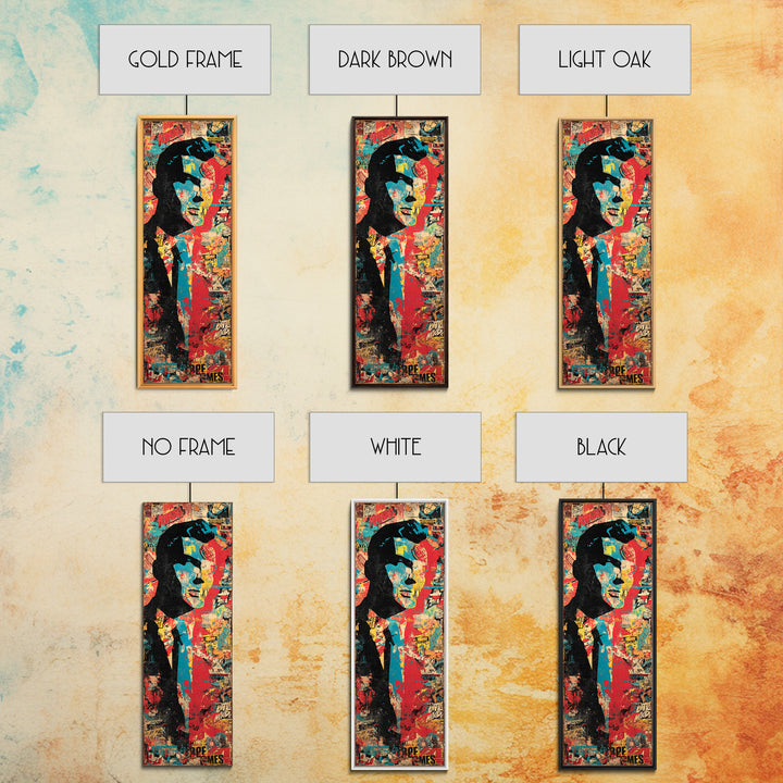 Comic Book Hero Silhouette Framed Canvas Print, Basement Art, Aesthetic Wall Art, Living Room Decor, Fine Art, Retreat, BAS-1x3-71