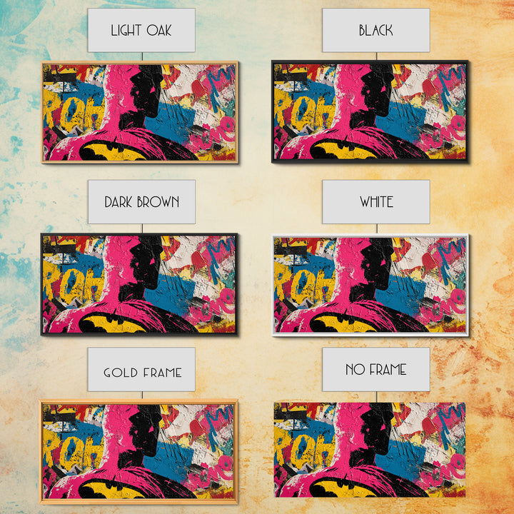 Comic Book Hero Silhouette Canvas Print, Basement Art, Classroom Decor, Living Room Decor, Retreat, Aesthetic Wall Art, BAS-2x1-31
