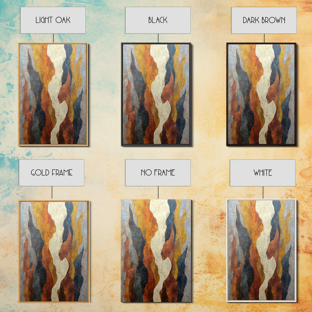 Moody Abstract Flames and Smoke Composition Framed Canvas Print, Basement Art, Neutral Decor, Living Room Decor, Retreat, BAS-2x3-56