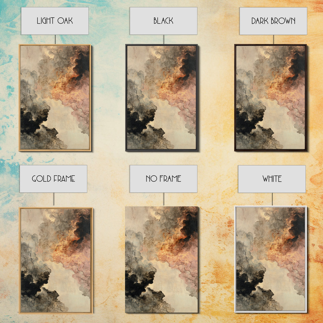 Moody Abstract Flames and Smoke Composition Canvas Print, Basement Art, Contemporary Art, Living Room Decor, Retreat, BAS-2x3-80