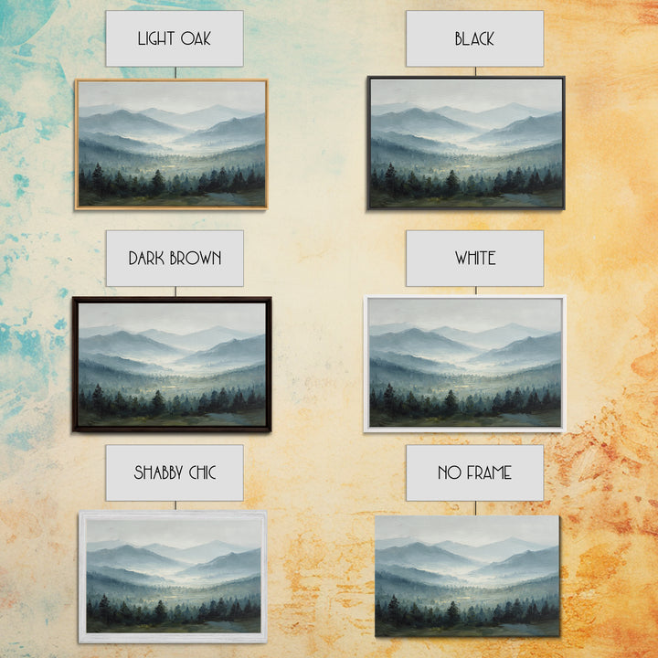 Moody Mountain Landscape for a Cozy Lounge Framed Canvas Print, Basement Art, Original Art Prints, Living Room Decor, Retreat, BAS-3x2-79