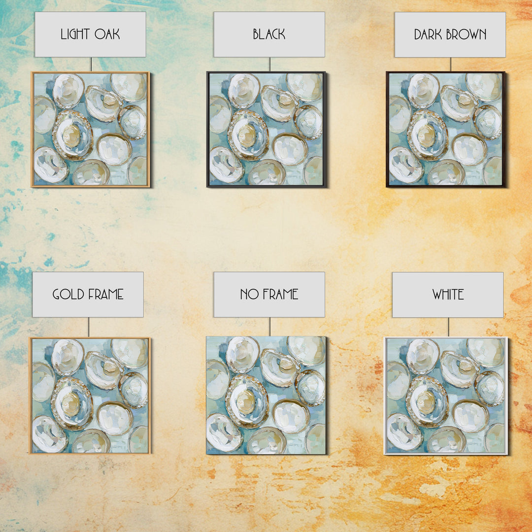 Oyster Shell Study Framed Canvas Print, Bathroom Art, Modern Wall Art, Bathroom Decor, Fine Art, Spa, Wall Decor, Neutral Decor, BAT-1x1-70