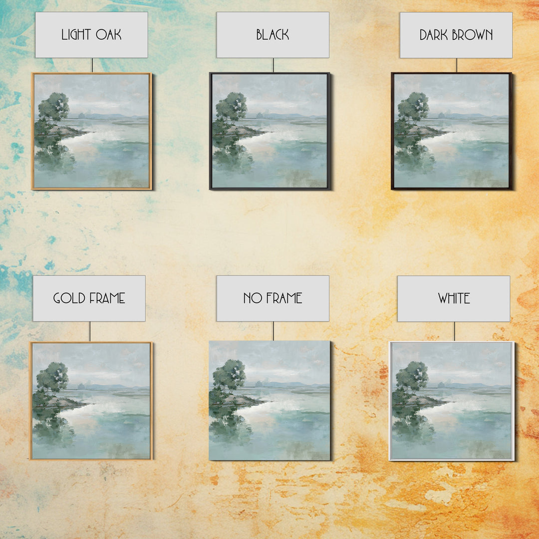 Misty Lake Scene Canvas Print, Bathroom Art, Fine Art Print, Bathroom Decor, Oil Painting, Spa, Poster, Digital Art, Printable, BAT-1x1-81