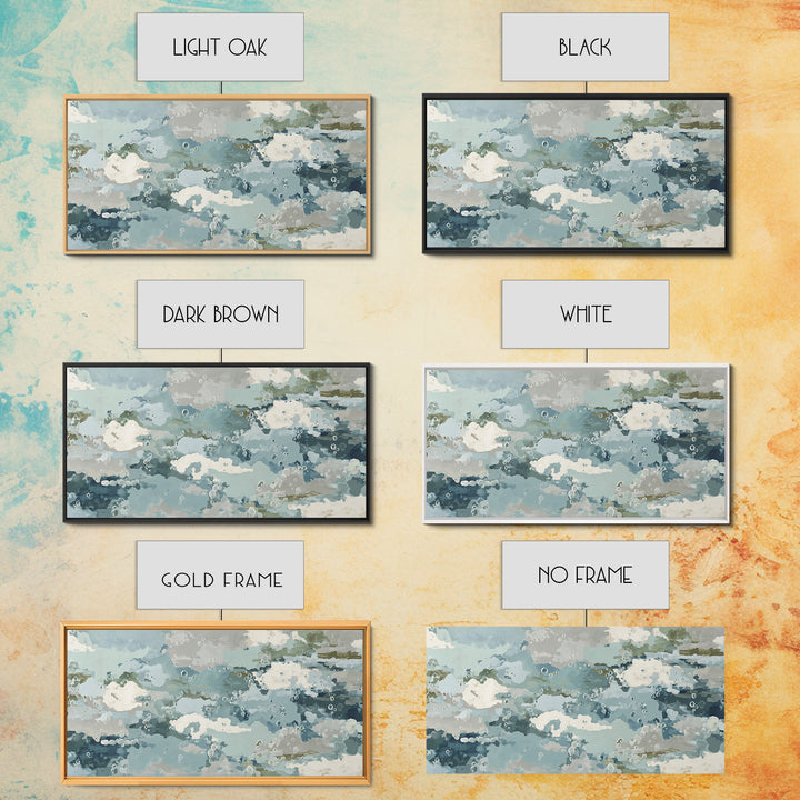 Soft Cloud and Rain Composition Framed Canvas Print, Bathroom Art, Unique Wall Art, Bathroom Decor, Spa, Gallery Decor, BAT-2x1-87