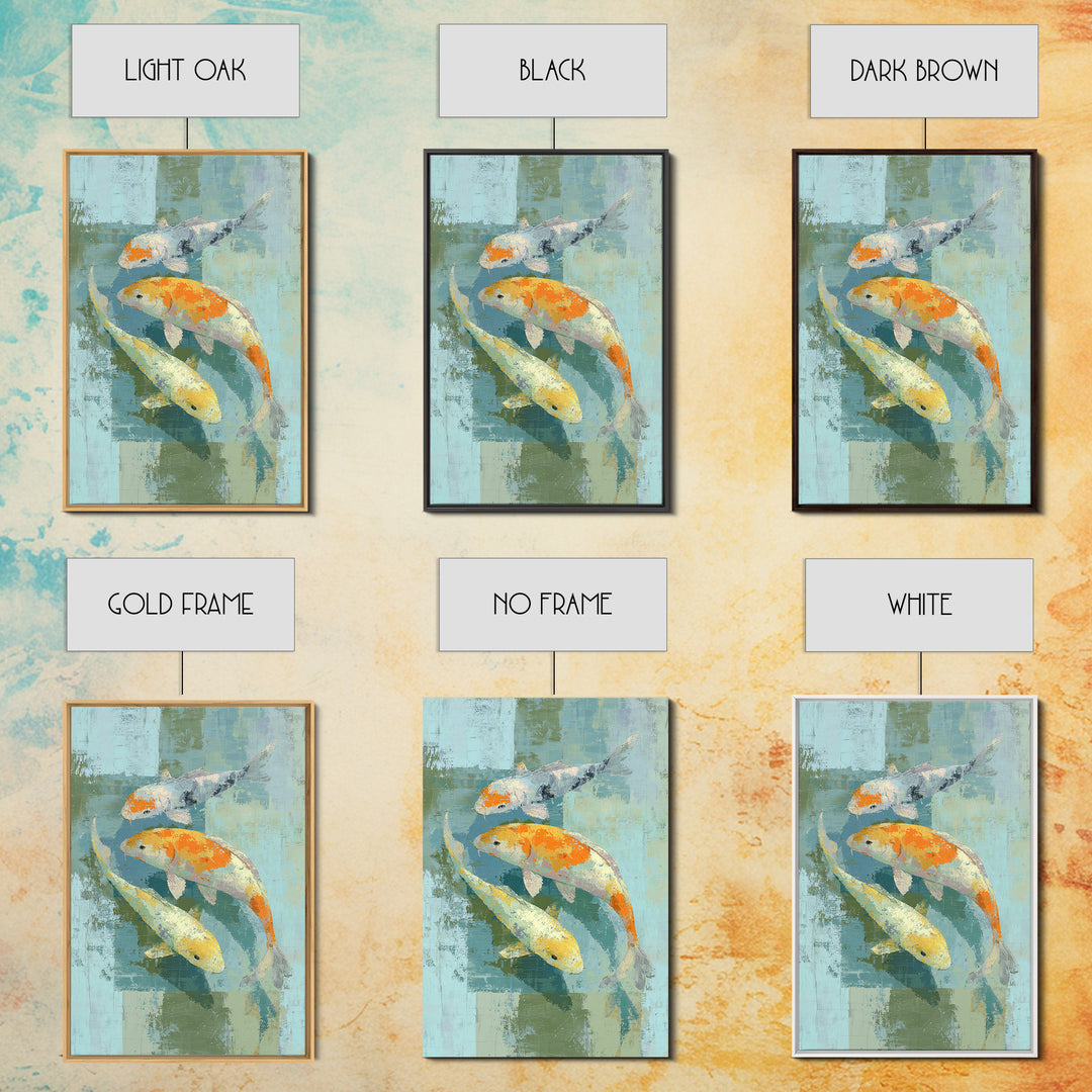 Minimal Koi Fish Swimming Through Clear Water Canvas Print, Bathroom Art, Canvas Wall Art, Bathroom Decor, Fine Art, Spa, BAT-2x3-16