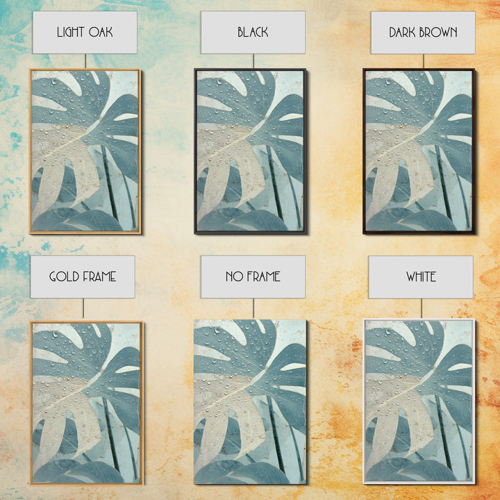 Tropical Leaf Silhouette Framed Canvas Print, Bathroom Art, Statement Artwork, Bathroom Decor, Fine Art, Spa, Digital Art, BAT-2x3-22
