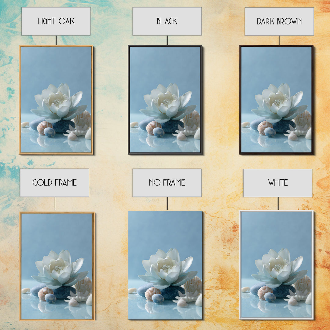 Lotus Flower Floating on Calm Water Framed Canvas Print, Bathroom Art, Funny Bathroom Art, Bathroom Decor, Watercolor Art, Spa, BAT-2x3-4