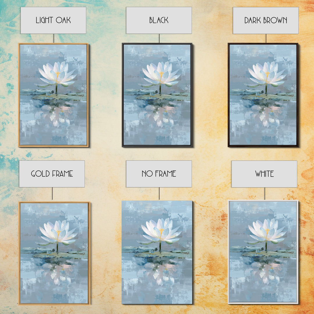 Lotus Flower Floating on Calm Water Framed Canvas Print, Bathroom Art, Halloween Art, Bathroom Decor, Fine Art, Spa, BAT-2x3-52