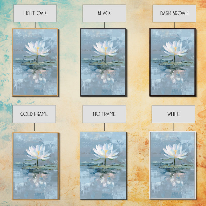 Lotus Flower Floating on Calm Water Framed Canvas Print, Bathroom Art, Halloween Art, Bathroom Decor, Fine Art, Spa, BAT-2x3-52