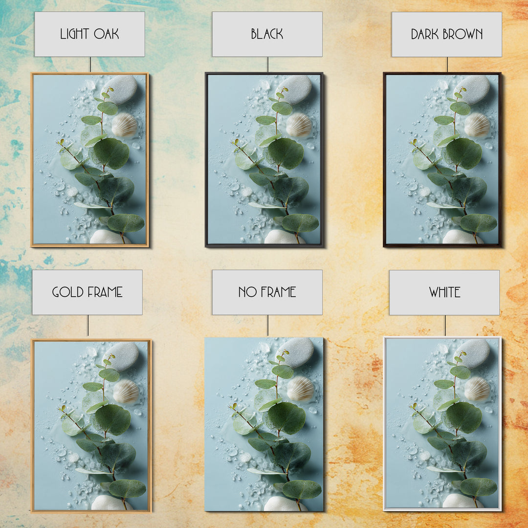 Spa Eucalyptus Branch Canvas Print, Bathroom Art, Contemporary Art, Bathroom Decor, Spa, Framed Wall Art, Dog Portrait, BAT-2x3-58