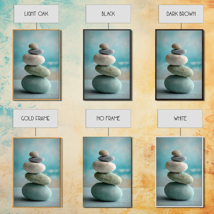 Monochrome Pebble Stack Framed Canvas Print, Bathroom Art, Digital Art, Bathroom Decor, Fine Art, Spa, Dopamine Decor, BAT-2x3-69