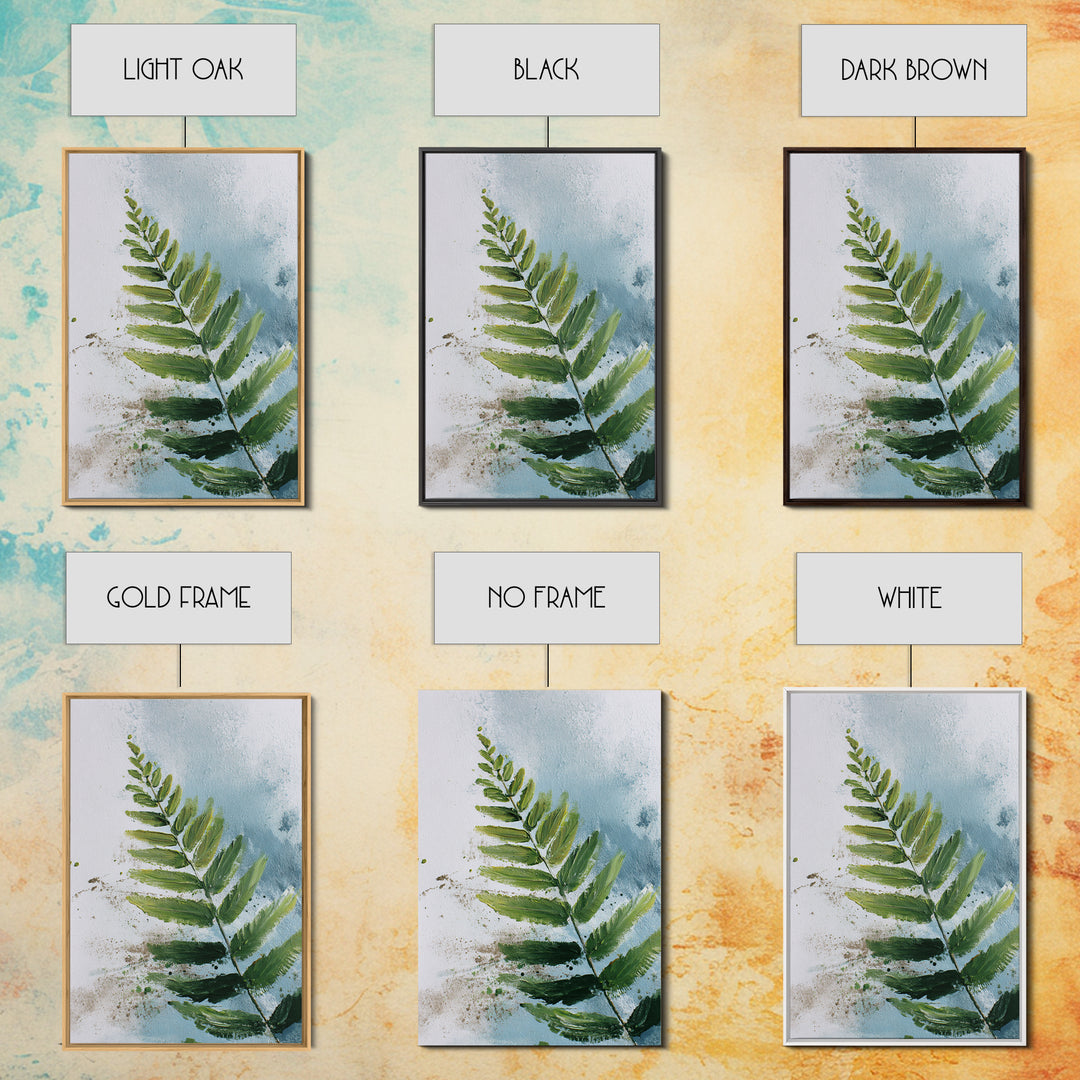 Green Fern Frond Closeup Framed Canvas Print, Bathroom Art, Home Decor, Bathroom Decor, Fine Art, Spa, Canvas Wall Art, BAT-2x3-90