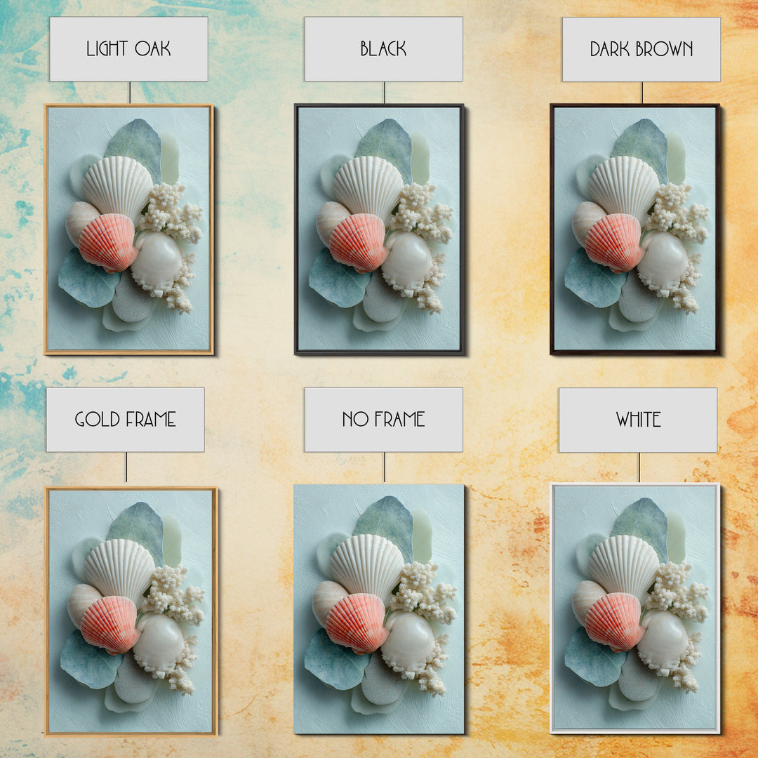 Coral and Shell Arrangement Canvas Print, Bathroom Art, Printable Wall Art, Bathroom Decor, Fine Art, Spa, Bathroom Wall Decor, BAT-2x3-91