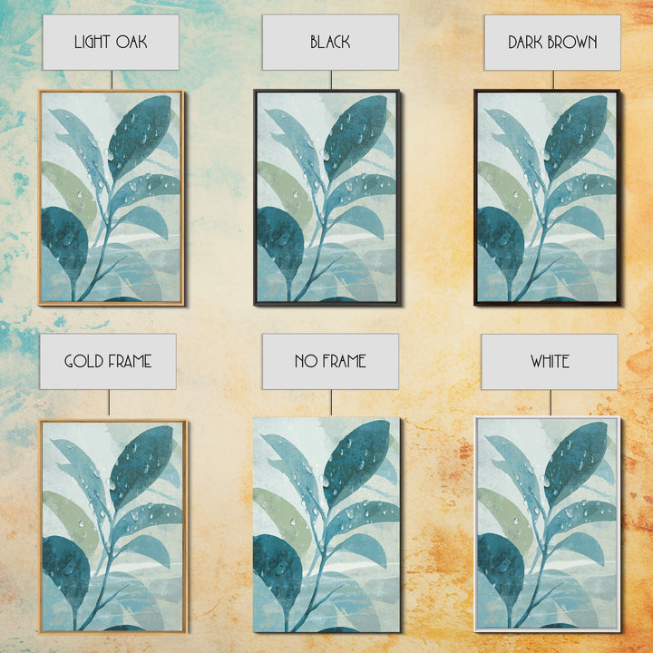 Tropical Leaf Silhouette Framed Canvas Print, Bathroom Art, Poster, Bathroom Decor, Watercolor Art, Spa, Digital Print, BAT-2x3-94