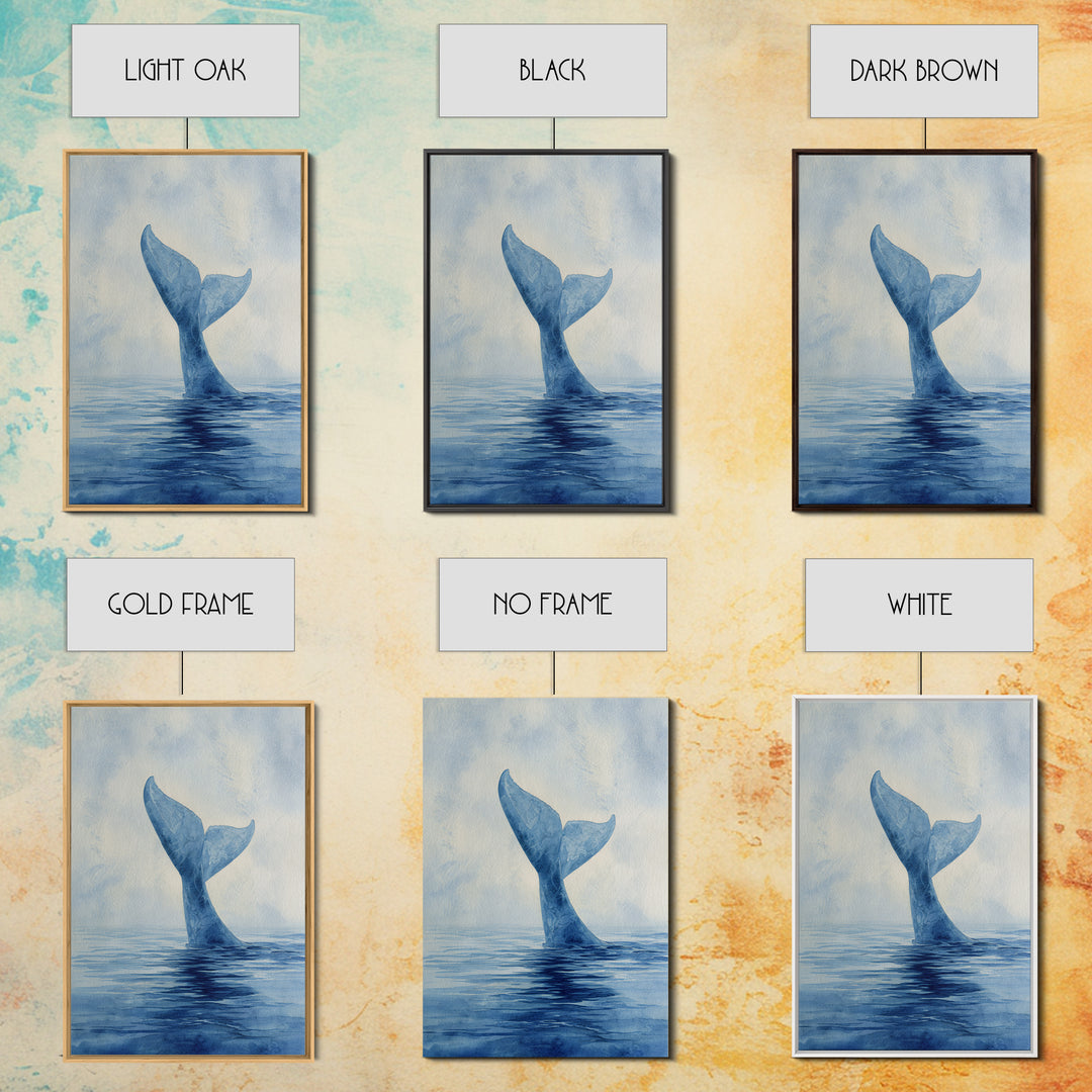 Watercolor Whale Tail Canvas Print, Bathroom Art, Digital Wall Art, Bathroom Decor, Spa, Unique Wall Art, Modern Wall Art, BAT-2x3-95