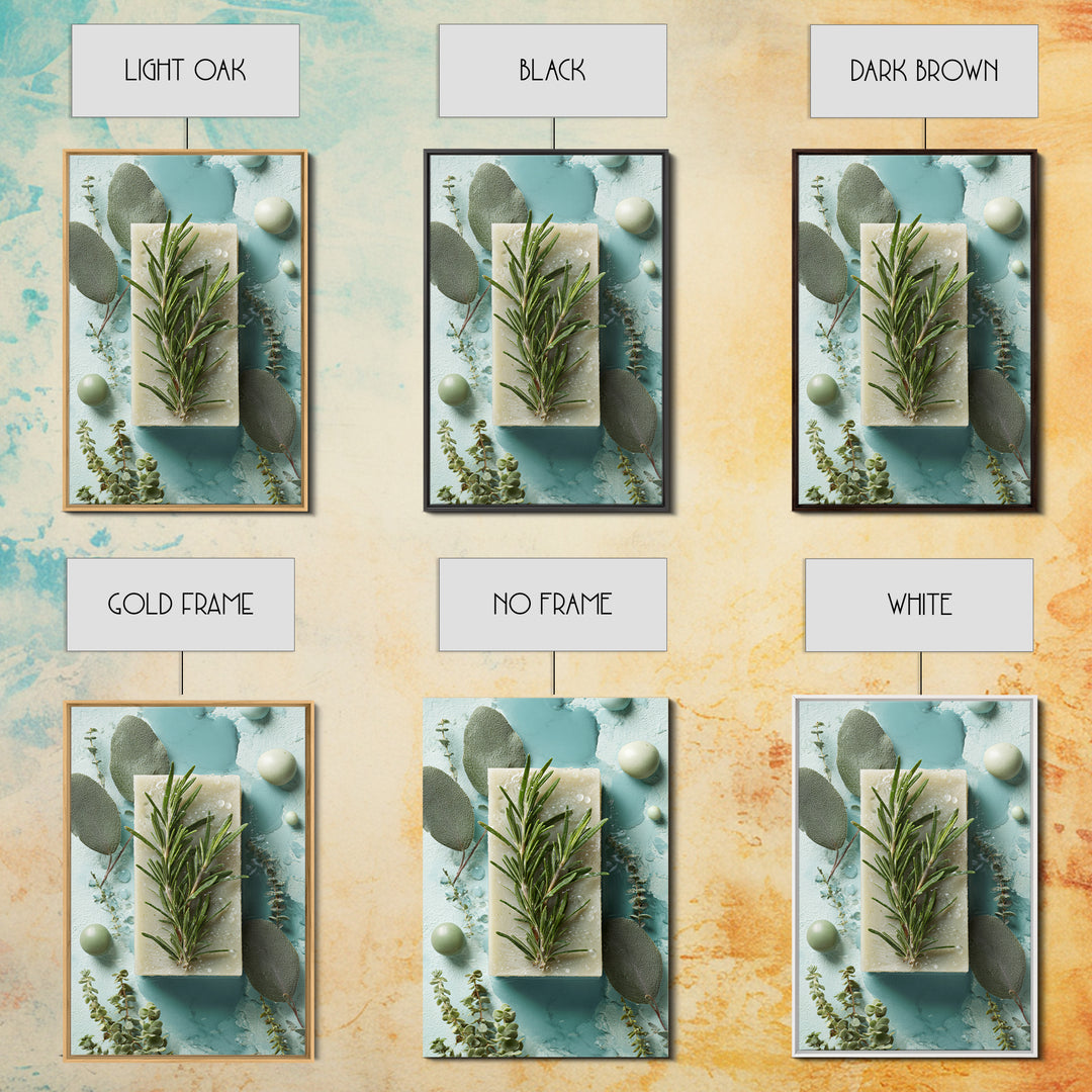 Botanical Bath Herb Arrangement Framed Canvas Print, Bathroom Art, Printable, Bathroom Decor, Watercolor Art, Spa, BAT-2x3-97