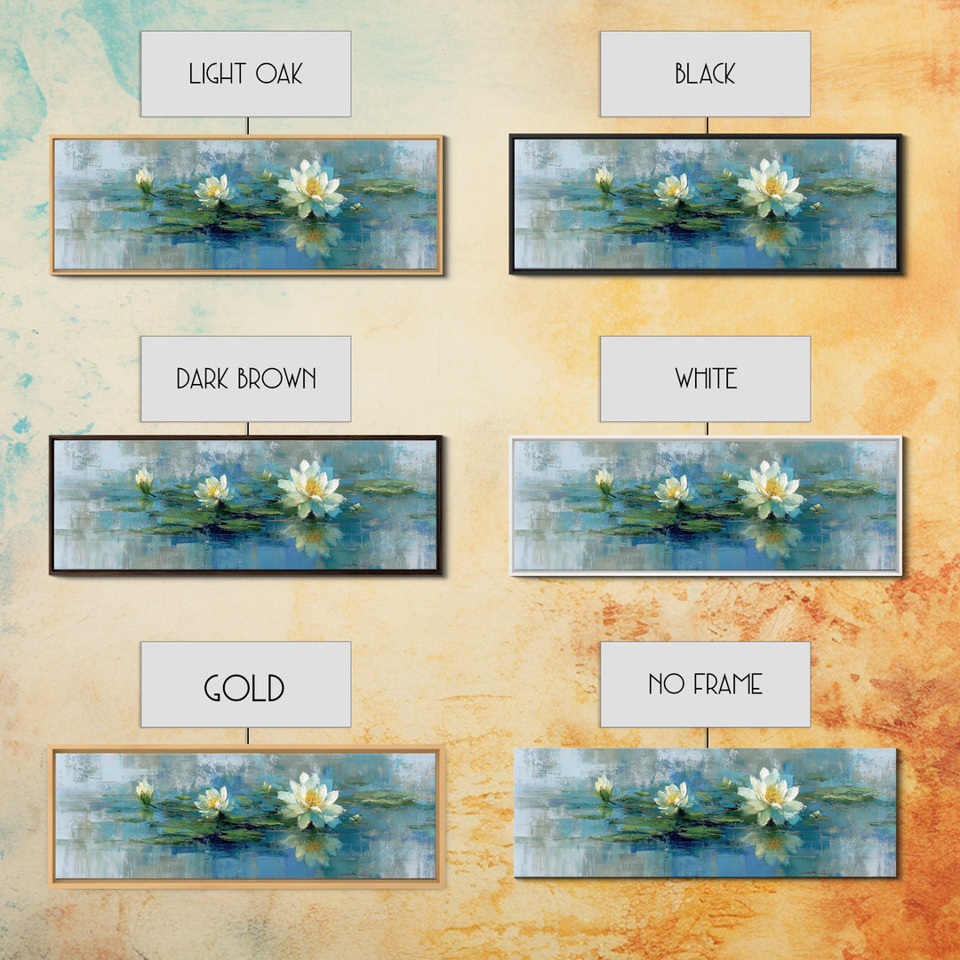 Lotus Flower Floating on Calm Water Canvas Print, Bathroom Art, Trendy Wall Art, Bathroom Decor, Fine Art, Spa, BAT-3x1-36