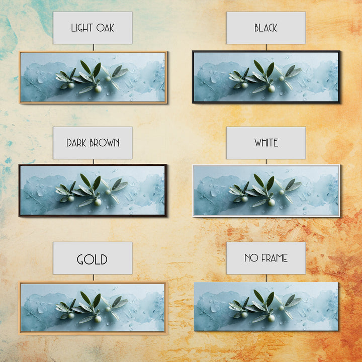 Botanical Bath Herb Arrangement Framed Canvas Print, Bathroom Art, Digital Art, Bathroom Decor, Fine Art, Spa, Dopamine Decor, BAT-3x1-9