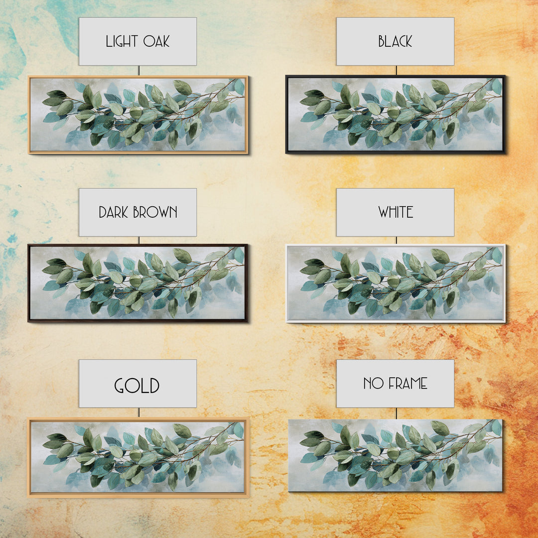 Spa Eucalyptus Branch Framed Canvas Print, Bathroom Art, Dopamine Decor, Bathroom Decor, Fine Art, Spa, Halloween Art, BAT-3x1-90