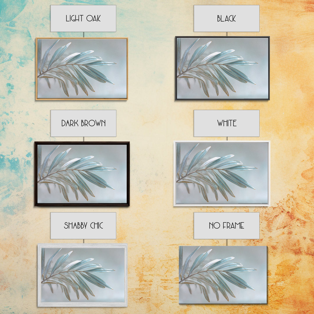 Simple Palm Frond on Off White Linen Framed Canvas Print, Bathroom Art, Gallery Decor, Bathroom Decor, Abstract Art, Spa, BAT-3x2-99