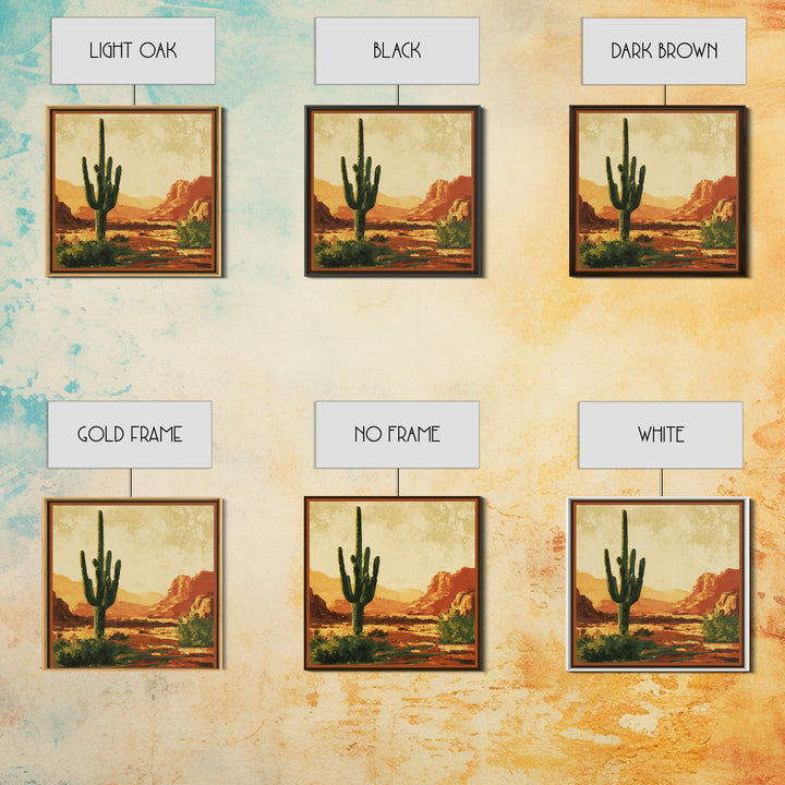 Monochrome Desert Cactus Silhouette Canvas Print, Black and White Art, Luxury Decor, Living Room Decor, Fine Art, Monochrome, BAW-1x1-69