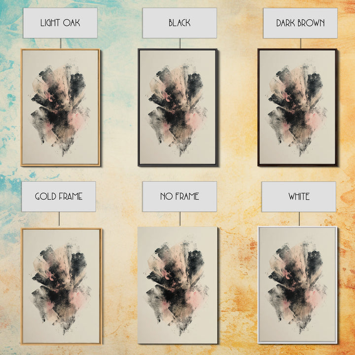 Abstract Charcoal Gestures on White Paper Framed Canvas Print, Black and White Art, Art Prints, Living Room Decor, Monochrome, BAW-2x3-12