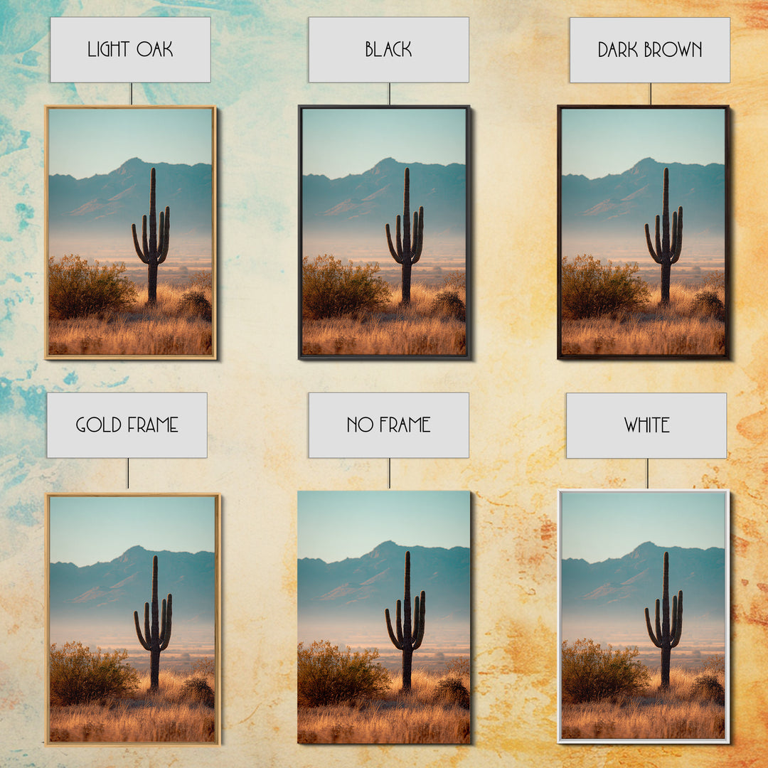 Monochrome Desert Cactus Silhouette Canvas Print, Black and White Art, Abstract Wall Art, Living Room Decor, Watercolor Art, BAW-2x3-77