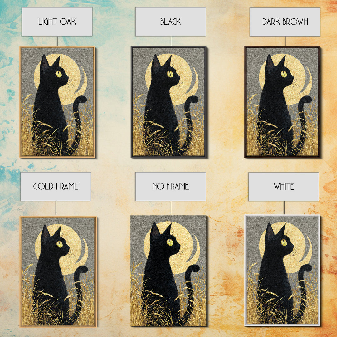 Black Cat Silhouette Canvas Print, Black and White Art, Printable Art, Living Room Decor, Fine Art, Monochrome, Gallery Decor, BAW-2x3-96