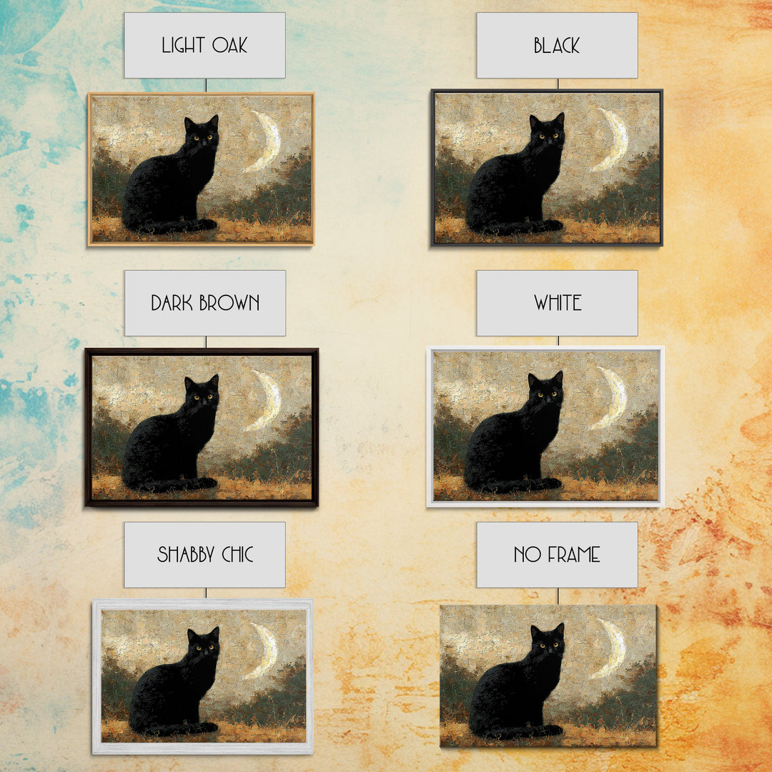 Black Cat Silhouette Canvas Print, Black and White Art, Photo Prints, Living Room Decor, Watercolor Art, Monochrome, BAW-3x2-44