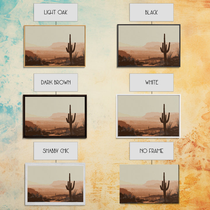 Monochrome Desert Cactus Silhouette Canvas Print, Black and White Art, Neutral Decor, Living Room Decor, Oil Painting, BAW-3x2-73