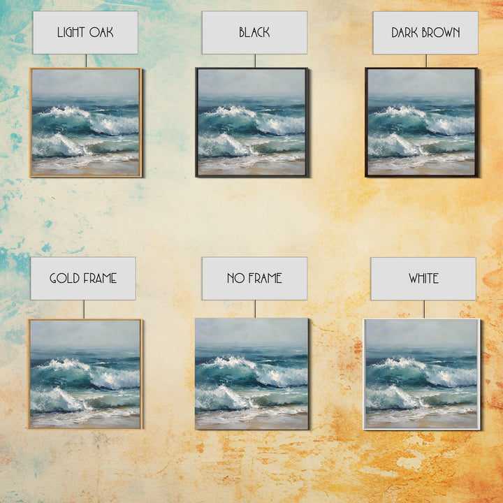 Stormy Ocean Wave Canvas Print, Beach Art, Textured Painting, Coastal Decor, Oil Painting, Shore, Digital Wall Art, BEA-1x1-81