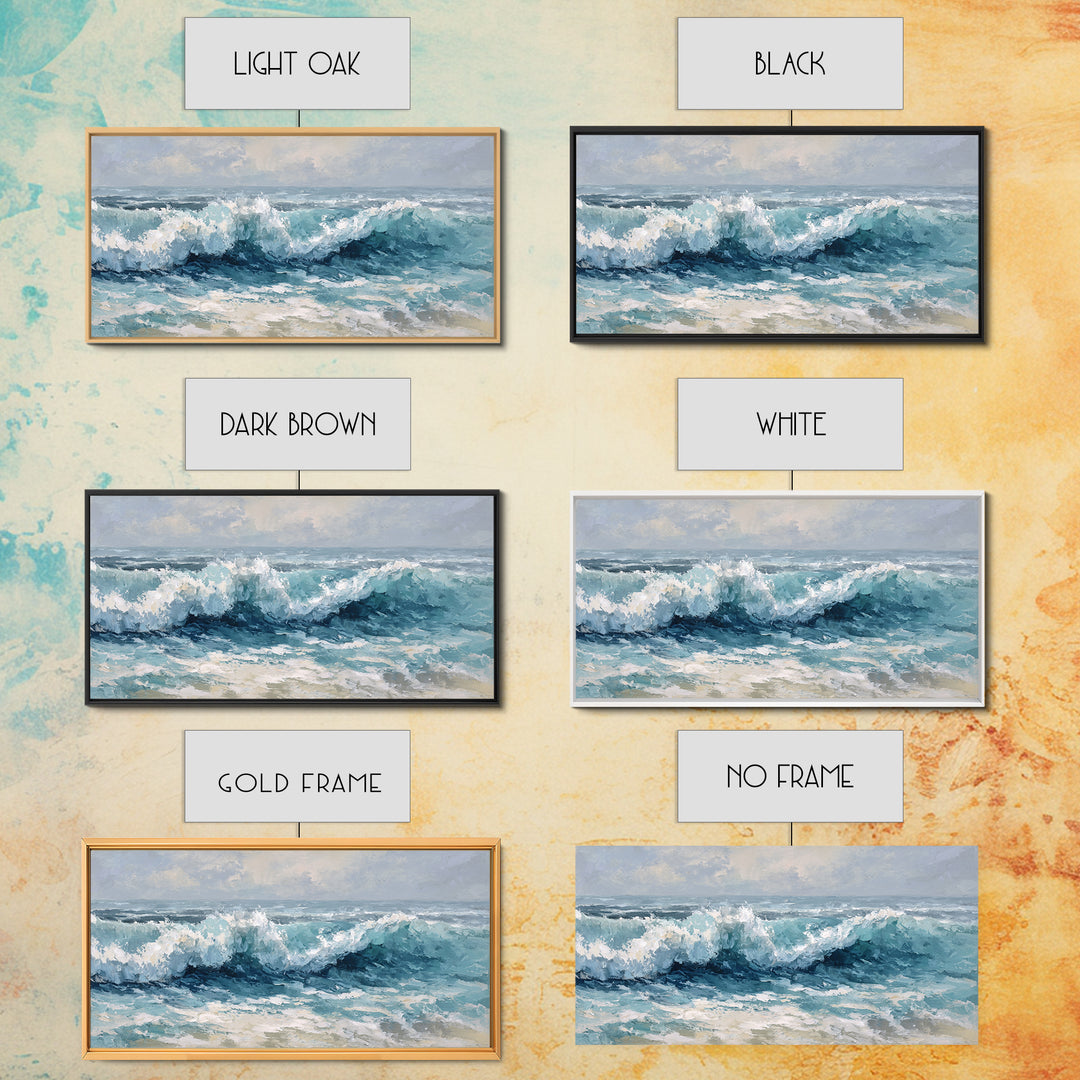 Stormy Ocean Wave Framed Canvas Print, Beach Art, Art, Coastal Decor, Fine Art, Shore, Abstract Wall Art, Whimsical Decor, BEA-2x1-29