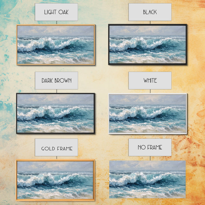 Stormy Ocean Wave Framed Canvas Print, Beach Art, Art, Coastal Decor, Fine Art, Shore, Abstract Wall Art, Whimsical Decor, BEA-2x1-29