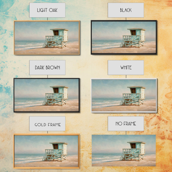 Quiet Lifeguard Tower at Golden Hour Canvas Print, Beach Art, Original Art, Coastal Decor, Oil Painting, Shore, Beach Decor, BEA-2x1-47