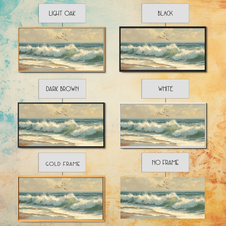 Stormy Ocean Wave Framed Canvas Print, Beach Art, Art, Coastal Decor, Fine Art, Shore, Abstract Wall Art, Whimsical Decor, BEA-2x1-5