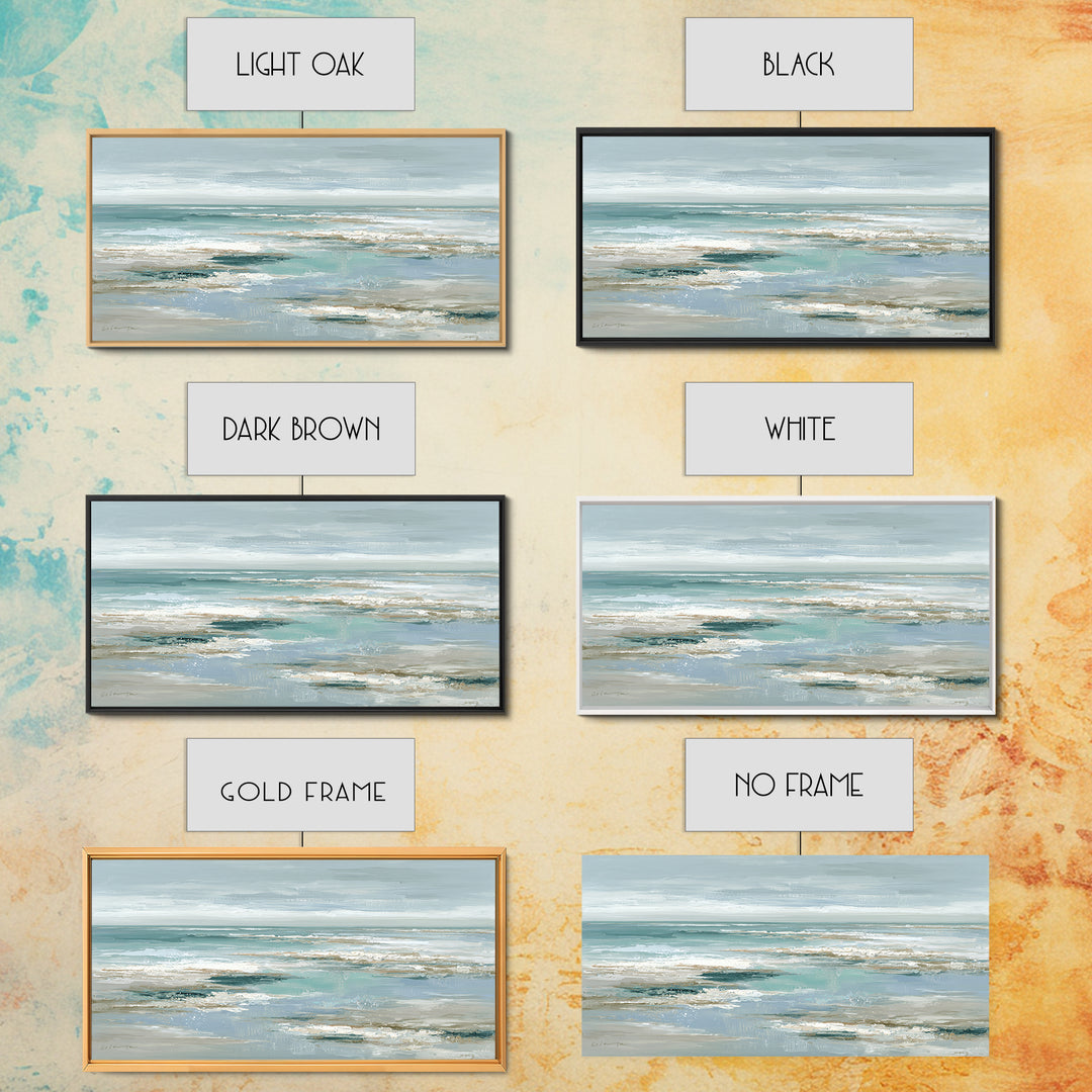 Seashell Collection Painted Like Natural Specimens Framed Canvas Print, Beach Art, Digital Wall Art, Coastal Decor, Shore, BEA-2x1-72