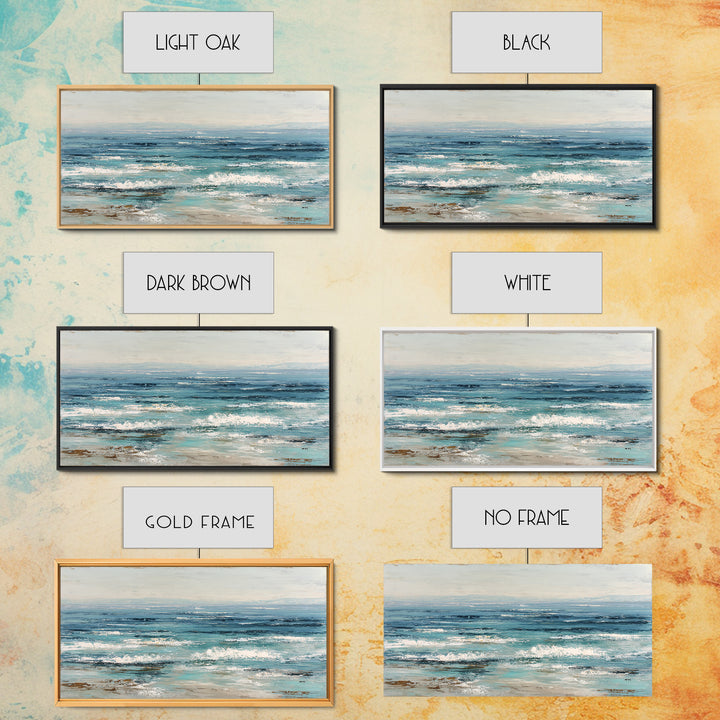 Abstract Ocean Horizon Framed Canvas Print, Beach Art, Wall Art Print, Coastal Decor, Shore, Beach Prints, Gallery Decor, BEA-2x1-84