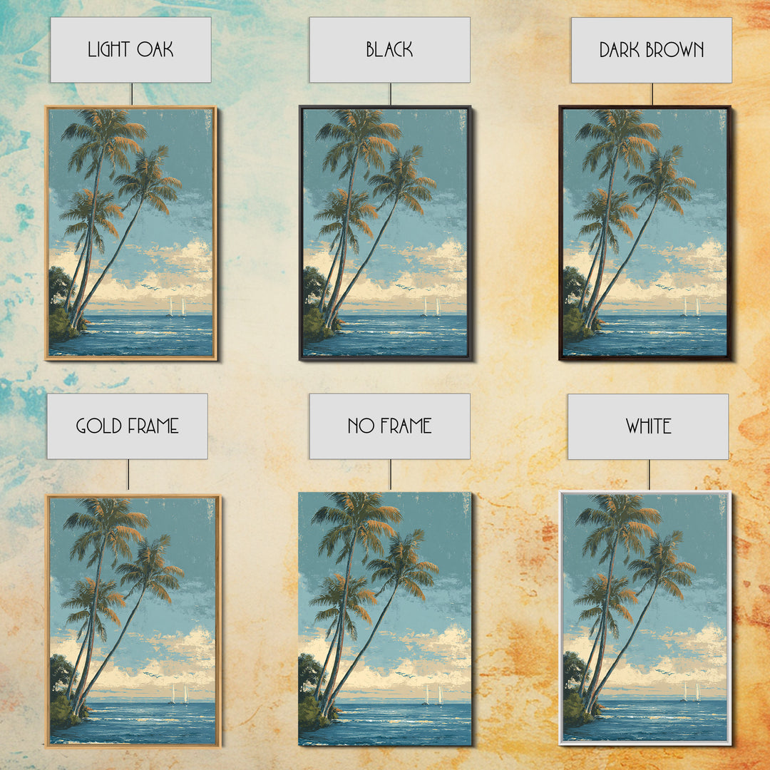 Tropical Palms Leaning Canvas Print, Beach Art, Gallery Decor, Coastal Decor, Fine Art, Shore, Contemporary Art, Wall Art, BEA-2x3-15