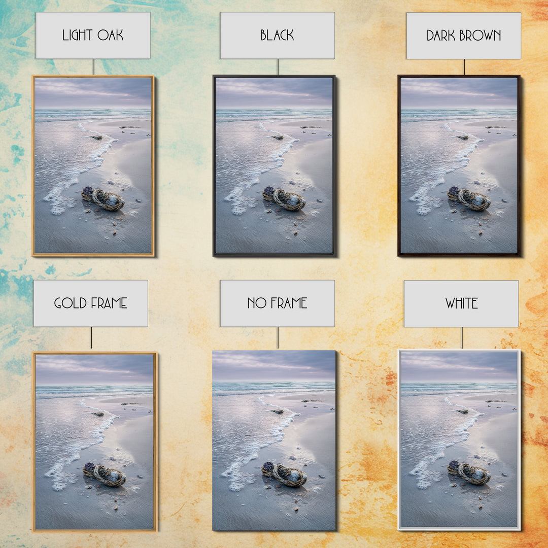 Pink Sunrise Reflected on Wet Sand Framed Canvas Print, Beach Art, Boho Decor, Coastal Decor, Abstract Art, Shore, Art Prints, BEA-2x3-26