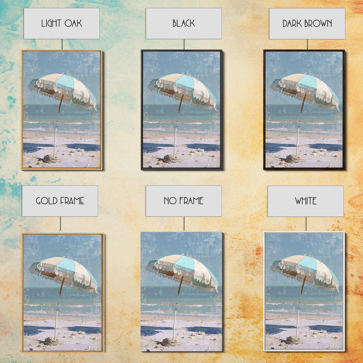 Beach Umbrella Pattern Framed Canvas Print, Beach Art, Printable Wall Art, Coastal Decor, Fine Art, Shore, Living Room Wall Art, BEA-2x3-88