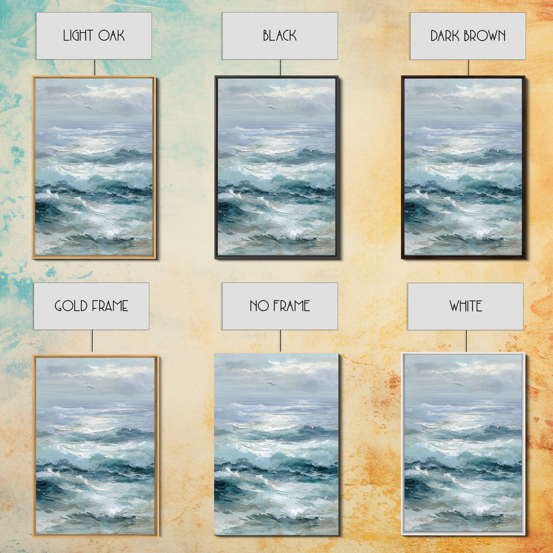 Stormy Ocean Wave Framed Canvas Print, Beach Art, Whimsical Decor, Coastal Decor, Fine Art, Shore, Beach Print, Whimsical Art, BEA-2x3-89
