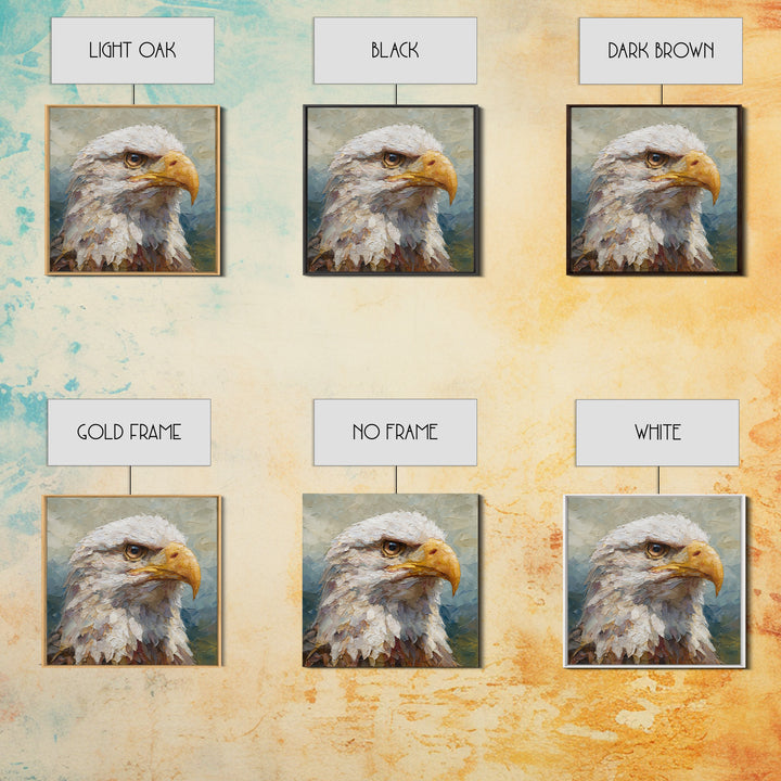 Eagle Portrait with Dramatic Mountain Wind Framed Canvas Print, Bird Art, Bird Wall Art, Living Room Decor, Fine Art, Flight, BIR-1x1-84