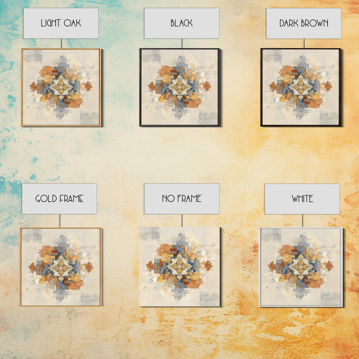 Organic Shape Collage Framed Canvas Print, Boho Art, Prints, Living Room Decor, Fine Art, Bohemian, Abstract Art, Canvas Art, BOH-1x1-48